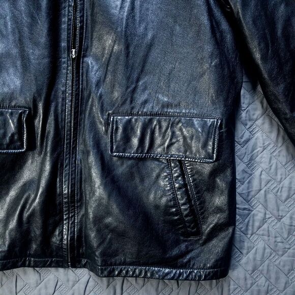 Wilsons M. Julian Leather Jacket Soft Mens Size L Black Cinch Belts Insulated - Picture 5 of 16